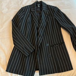 Forever 21 Pin Stripe Oversized Blazer, Side S